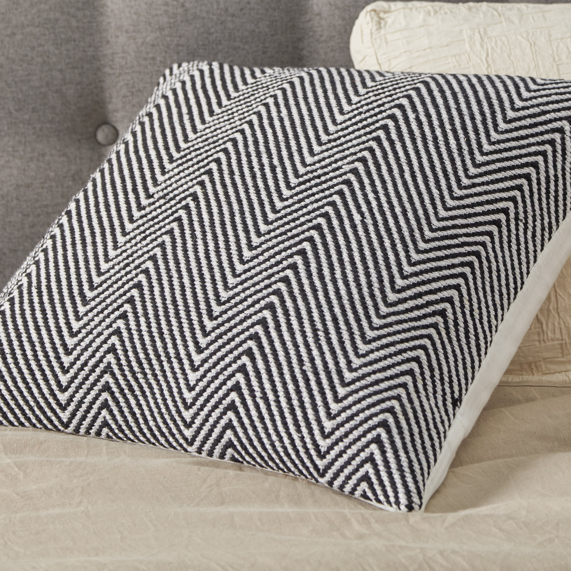 Textured Contemporary Cotton Throw Pillow & Reviews AllModern