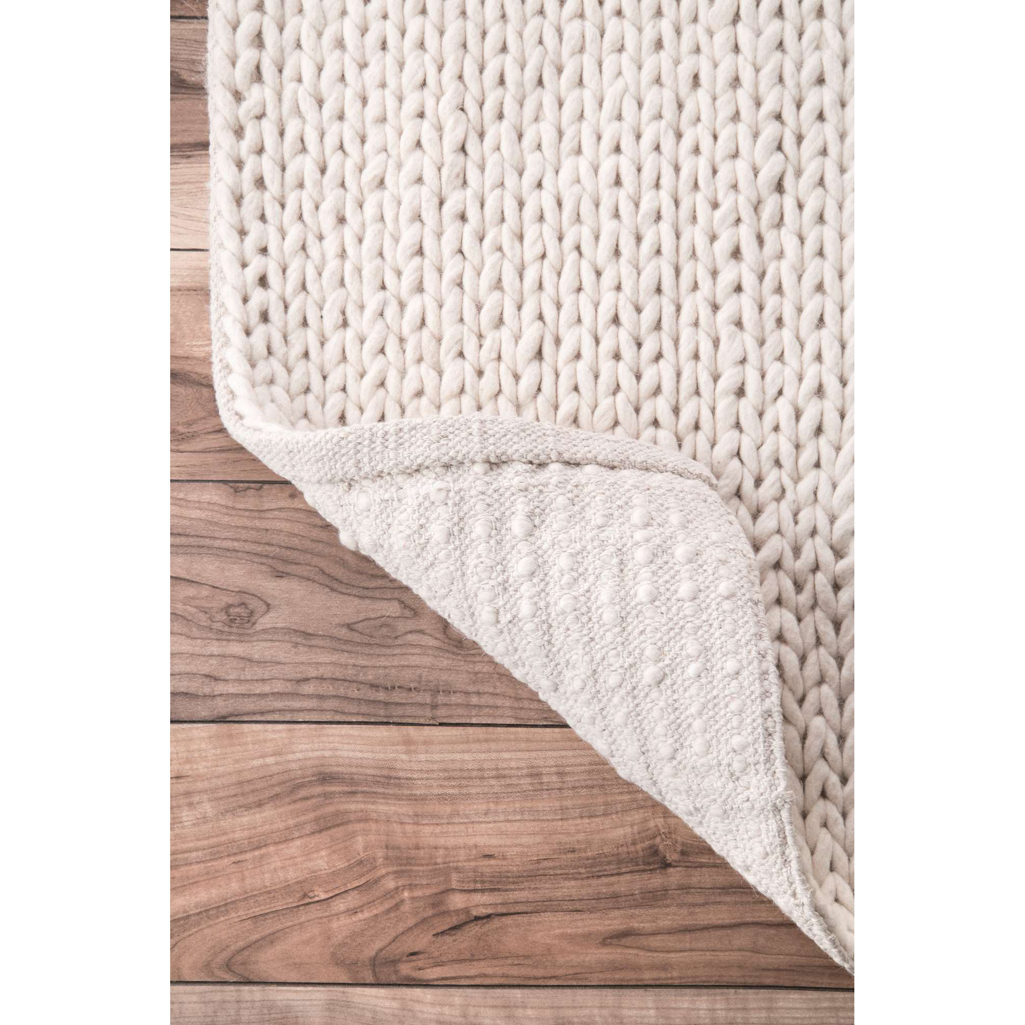 Bungalow Rose Zayan Meika Chunky Wool Cable Beige Area Rug & Reviews Wayfair.ca