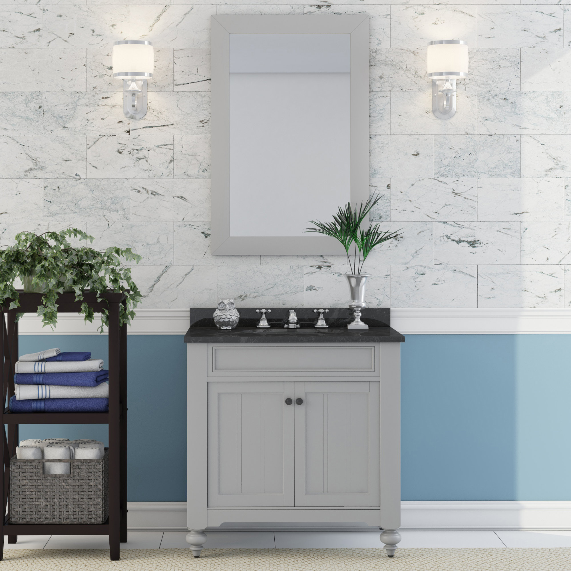 Latimer 30" Single Bathroom Vanity Set with Mirror and Faucet