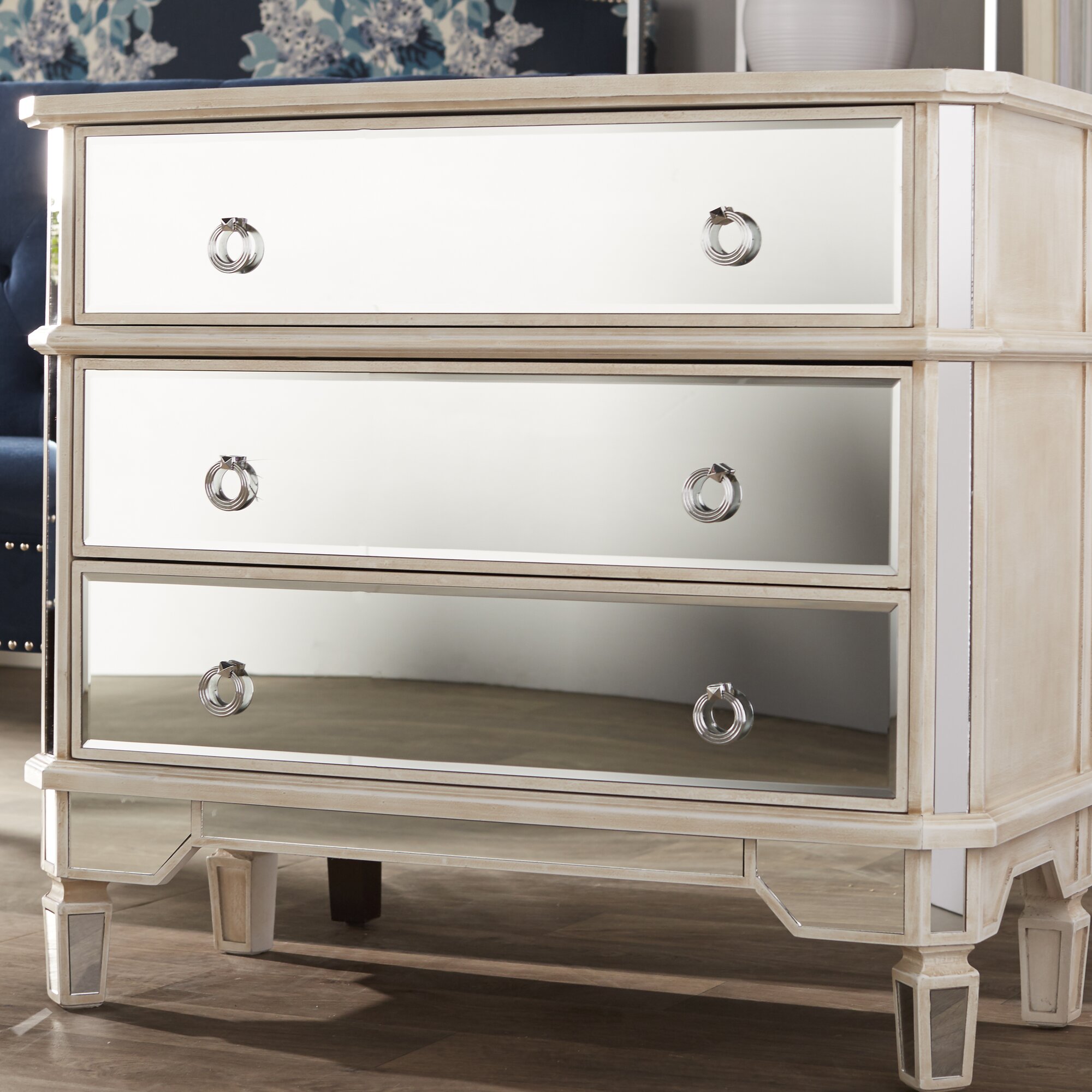 Cole & Grey 3 Drawer Wood Mirror Accent Chest & Reviews Wayfair.ca