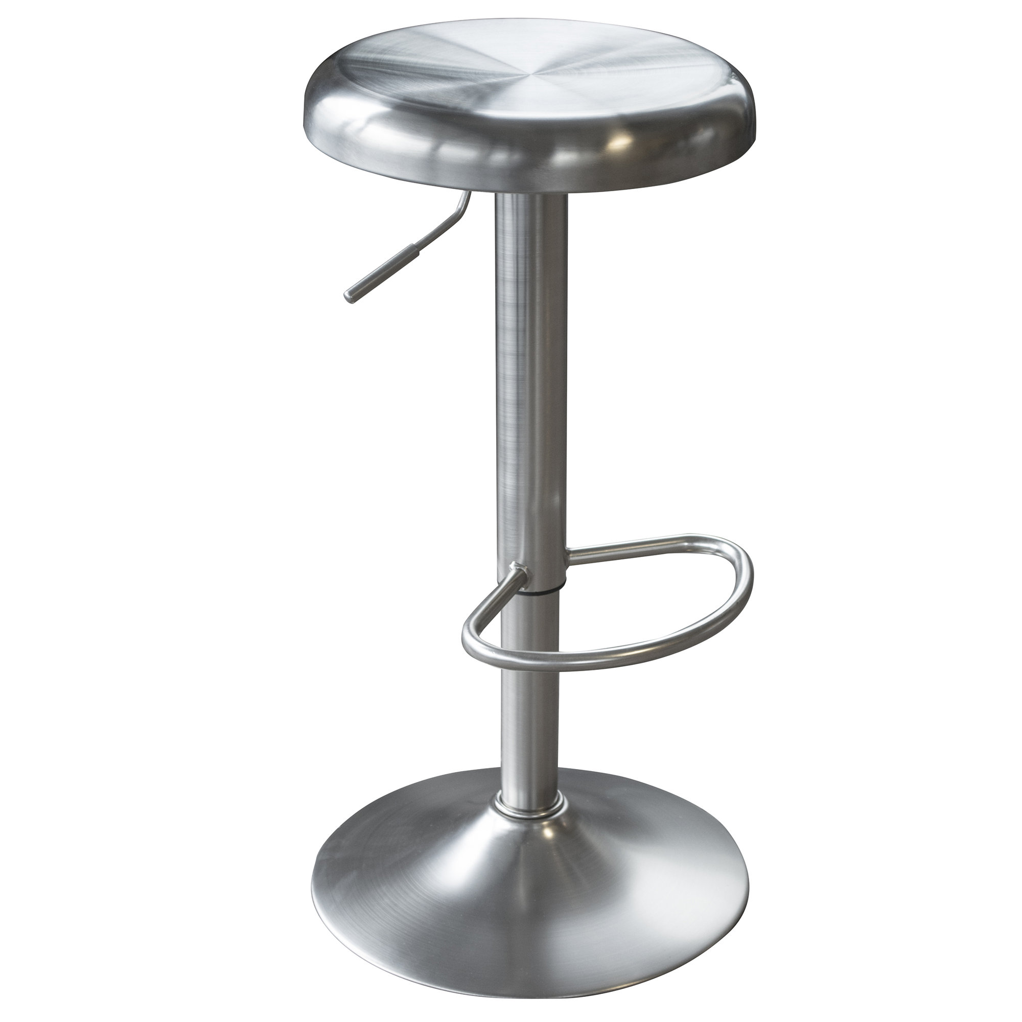AmeriHome Loft Stainless Steel Adjustable Height Swivel Bar Stool