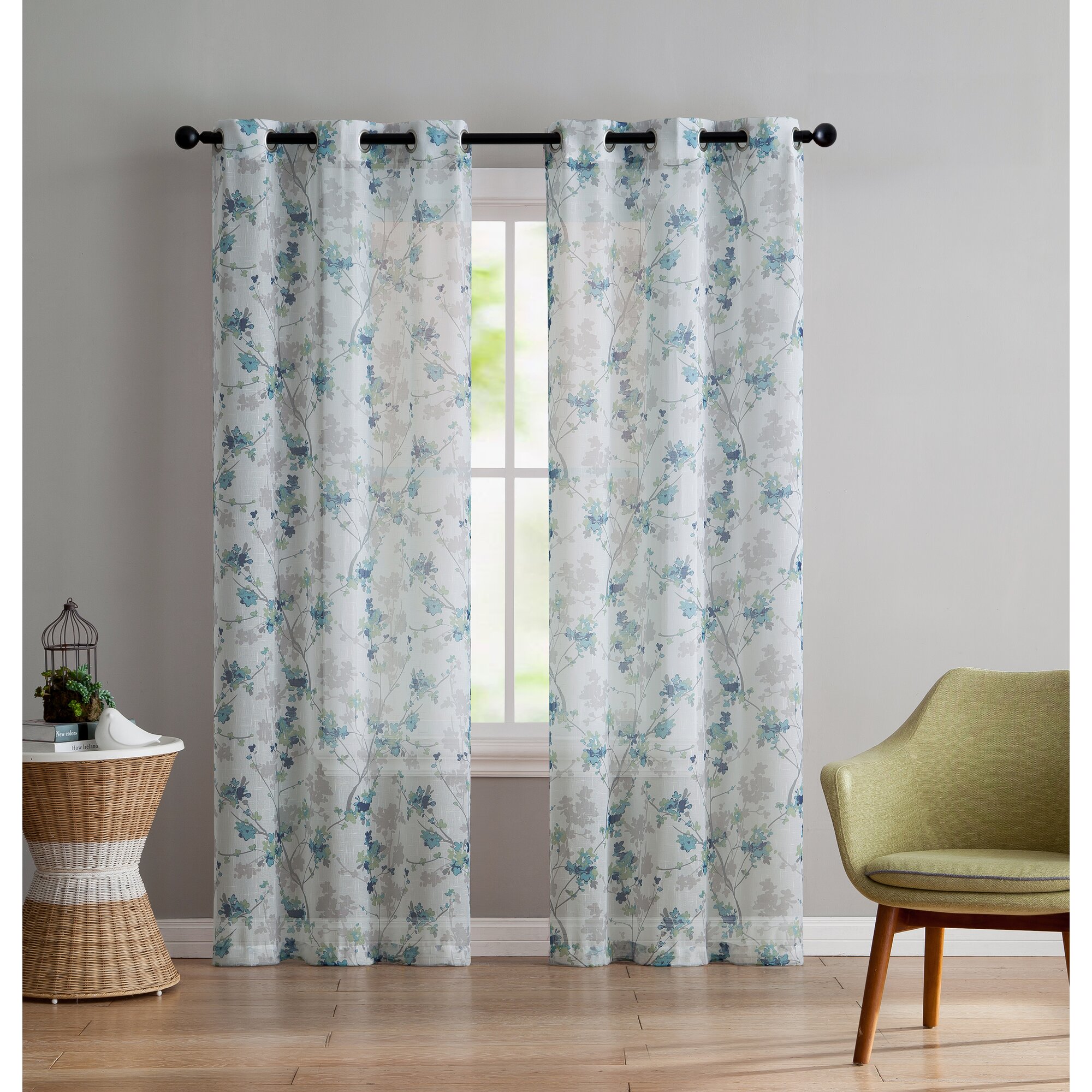 Winston Porter Corteny Nature/Floral Sheer Curtain Panels & Reviews ...