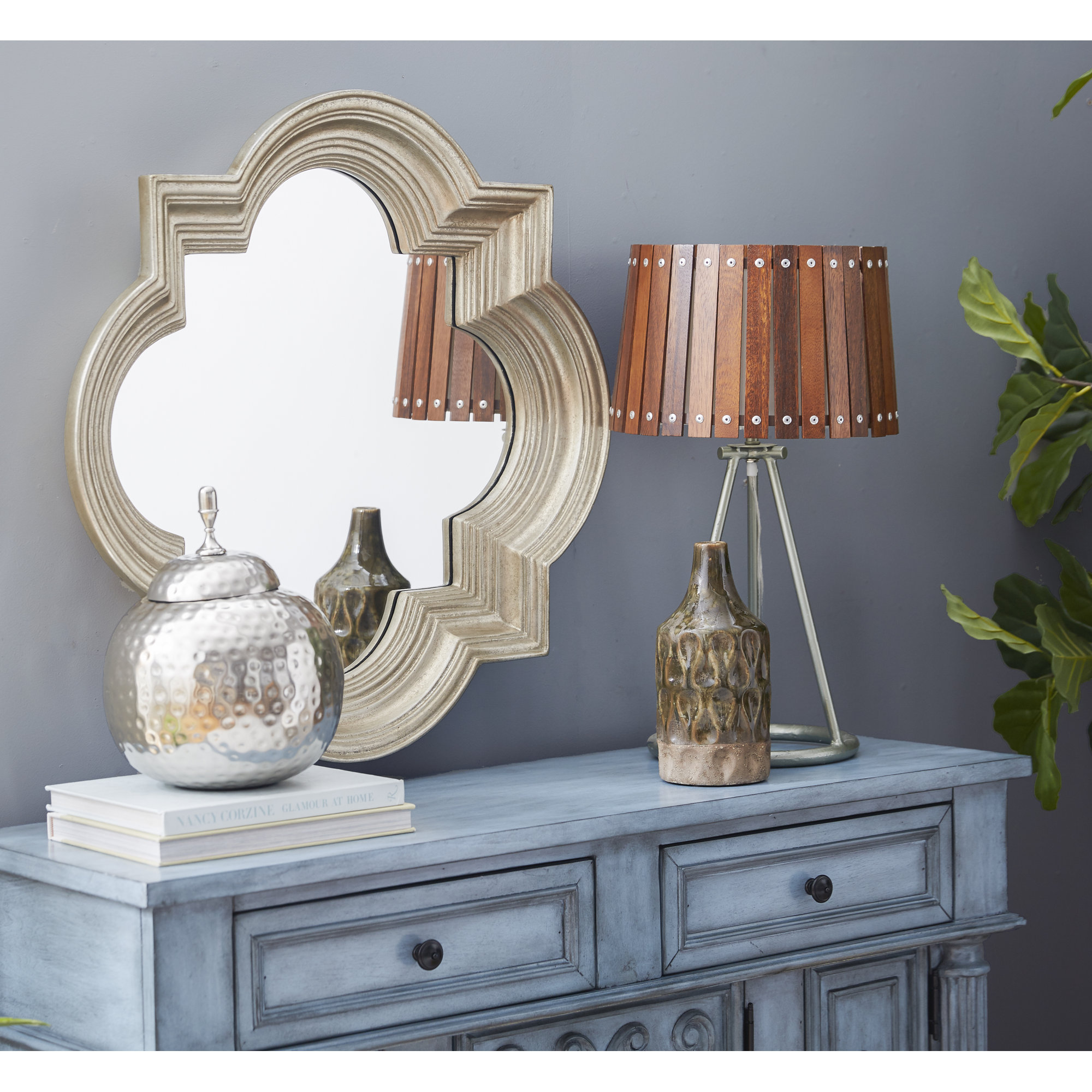 House of Hampton Platinum Gold Decorative Wall Mirror 