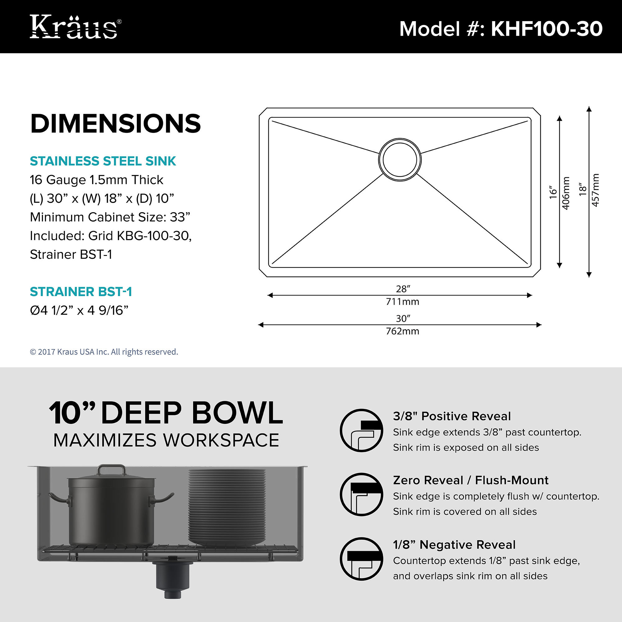 30" x 18" Undermount Kitchen Sink & Reviews AllModern