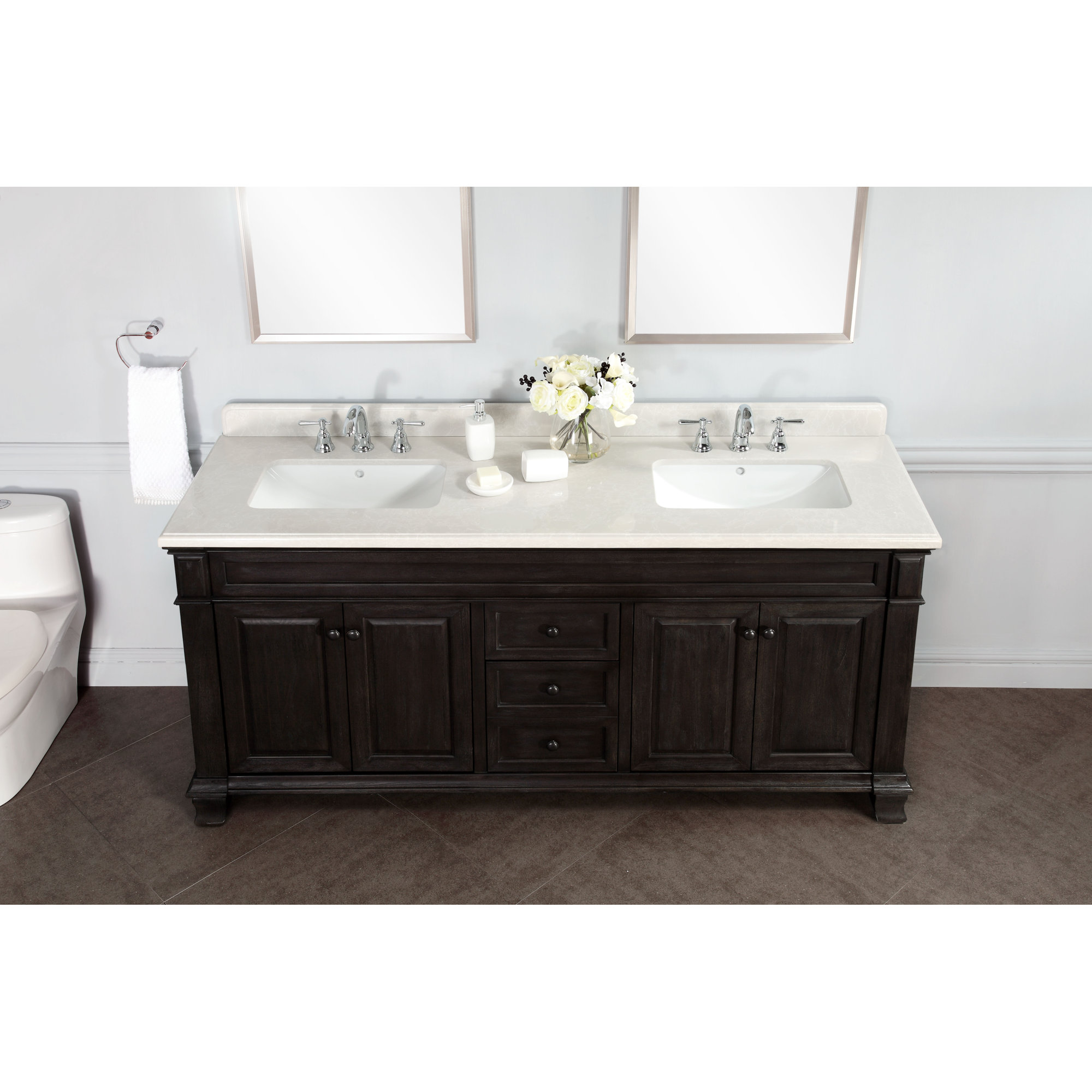 Ariel Bath Adams 25 Single Sink Vanity Set With Mirror Reviews 56 Single Bathroom Modular Vanity Set With Sink On Left Side