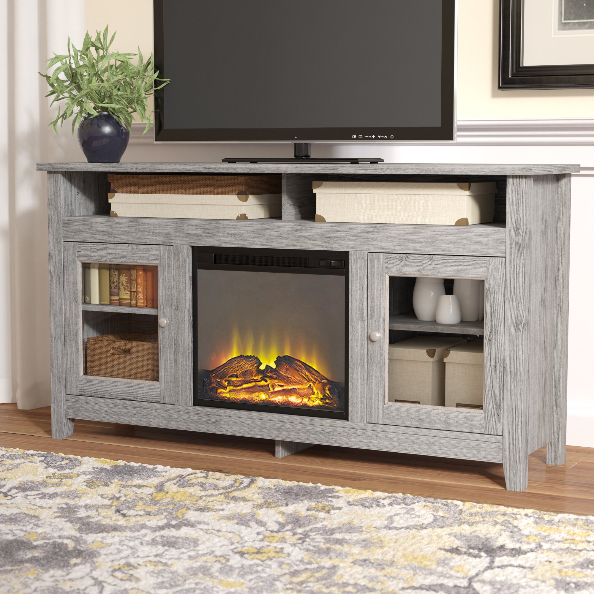 Darby Home Co Isabel Highboy TV Stand with Electric ...