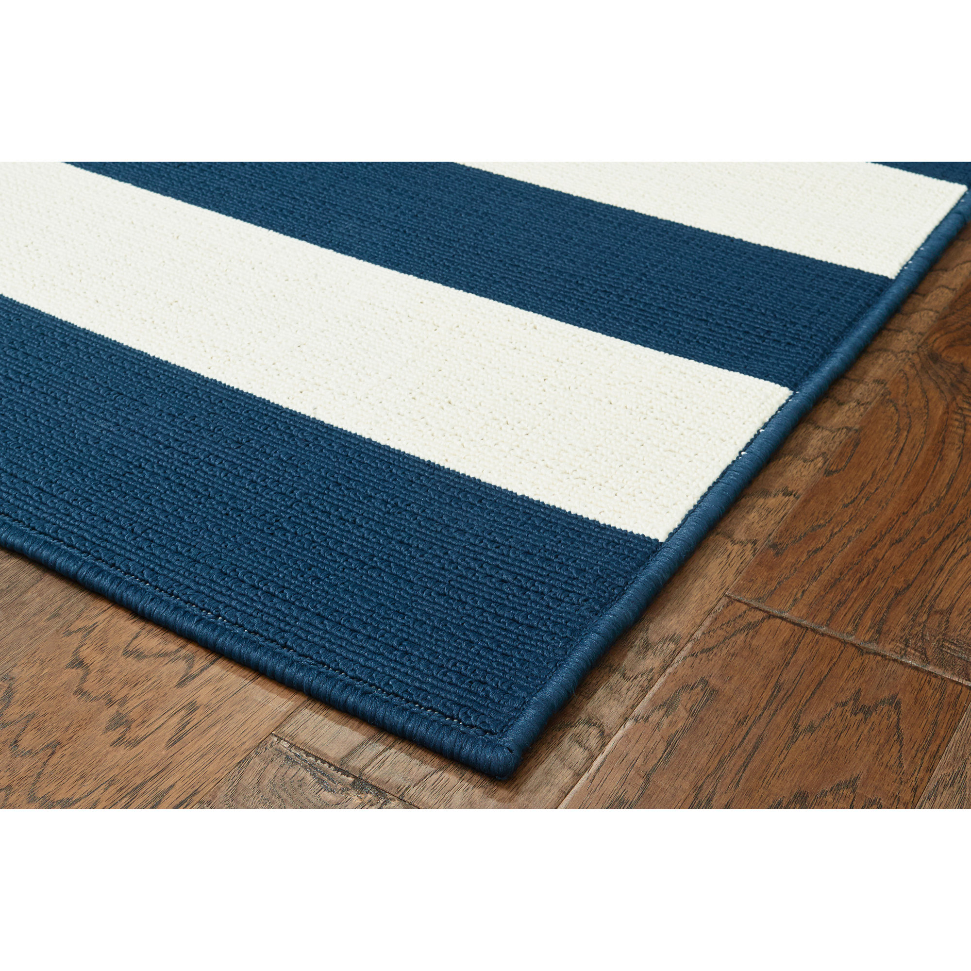 Breakwater Bay Henley Stripe Navy/White Indoor/Outdoor Area Rug