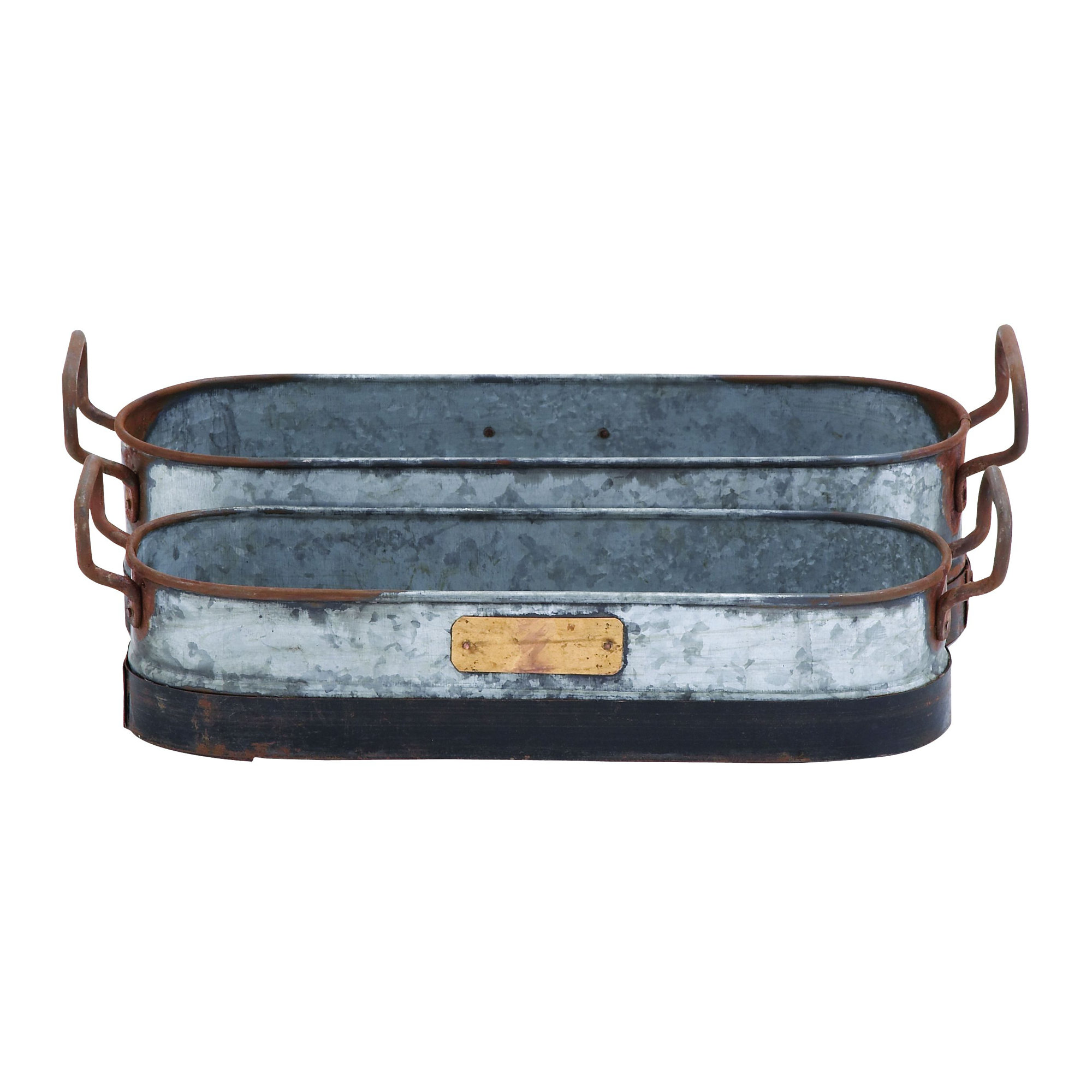 Woodland Imports 2Piece Metal Pot Planter Set & Reviews Wayfair