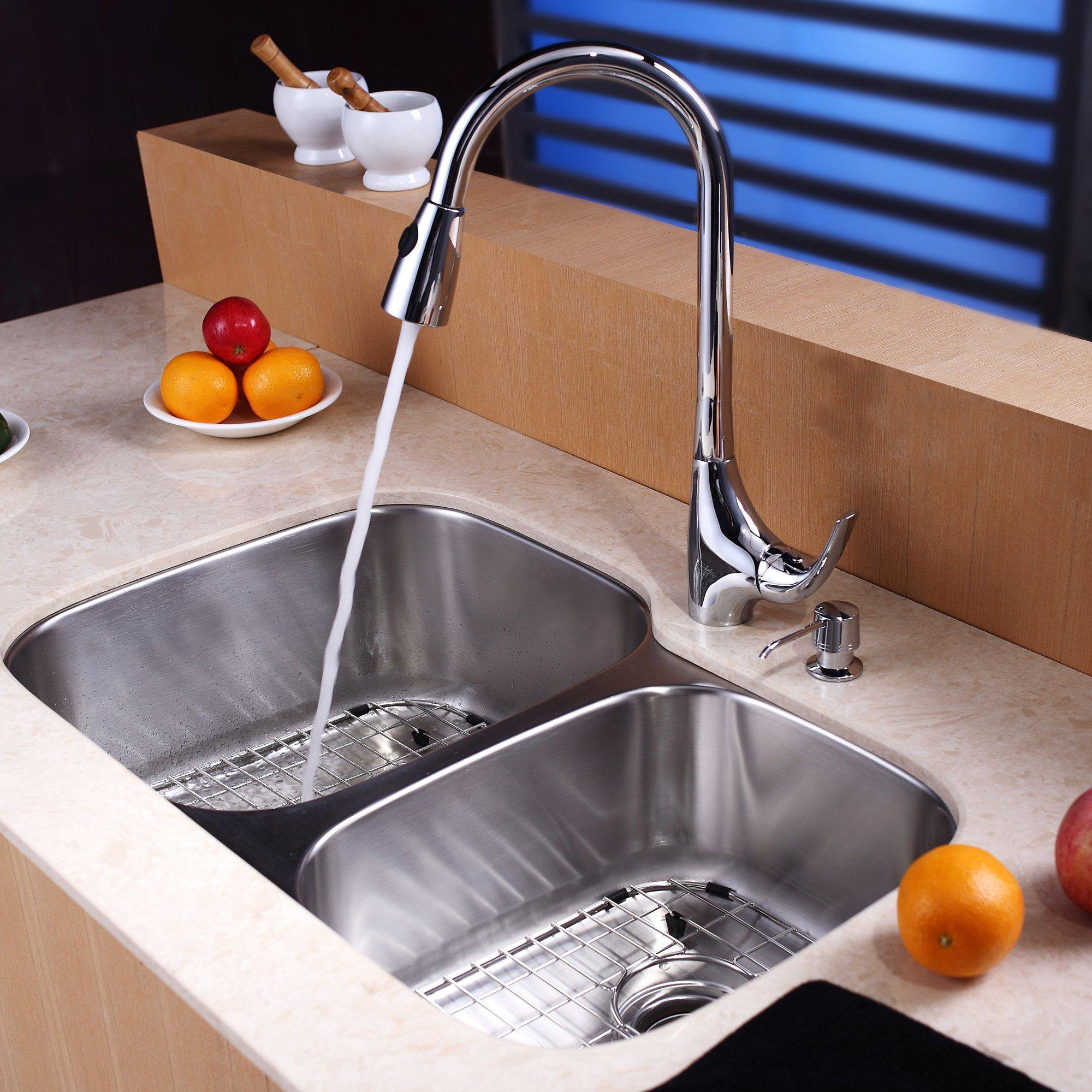 32 x 2075 double basin undermount kitchen sink set with faucet and soap dispenser - Kitchen Sink And Faucet Sets 32 x 2075 double basin undermount kitchen sink set with faucet and soap dispenser - Kitchen Sink And Faucet Sets