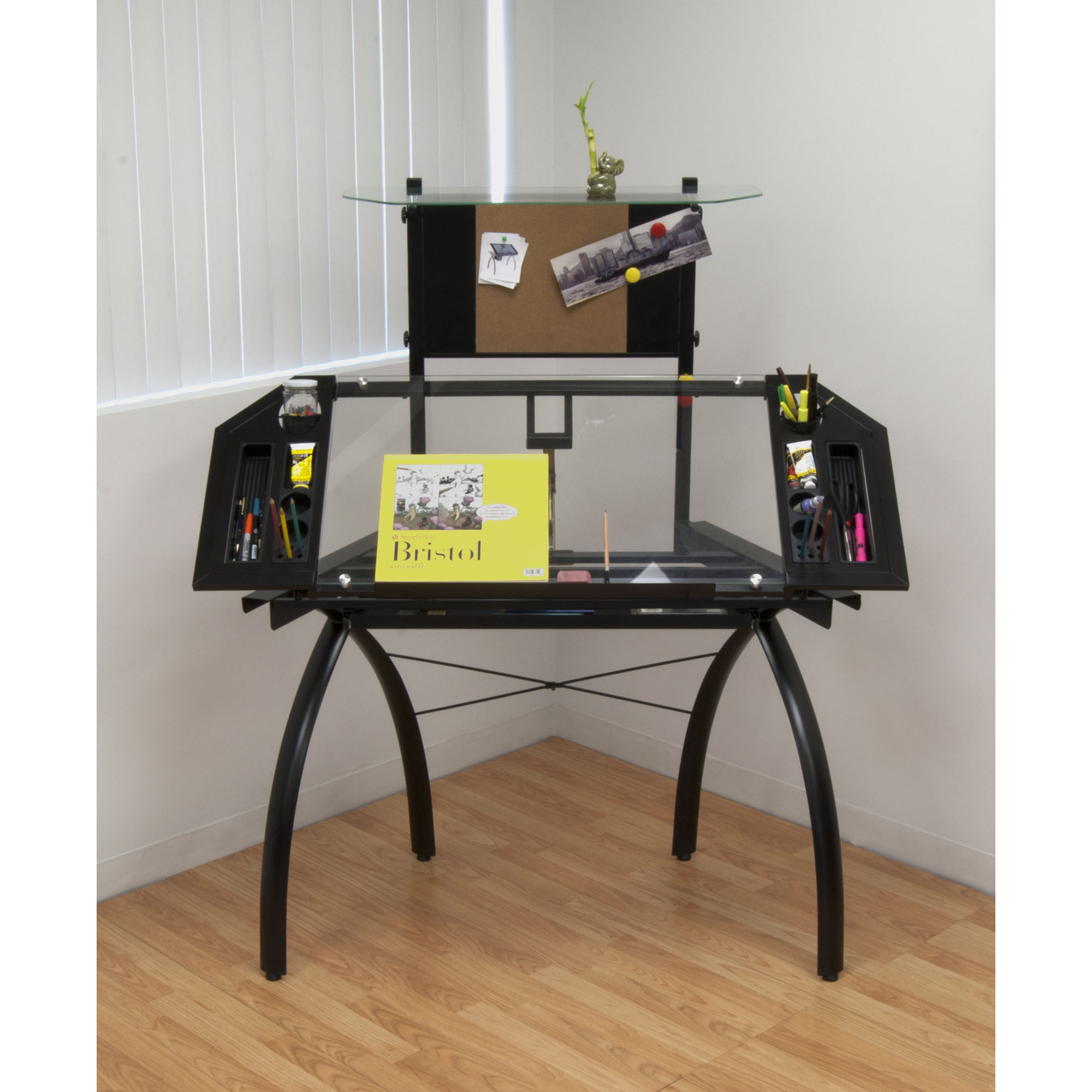 Studio Design Drafting Table pro craft station wood drafting table Futura Glass Tower 50w X 22d Drafting Table Studio Design Drafting Table zenith drafting set color black 32640 Futura Glass Tower 50w X 22d Drafting Table