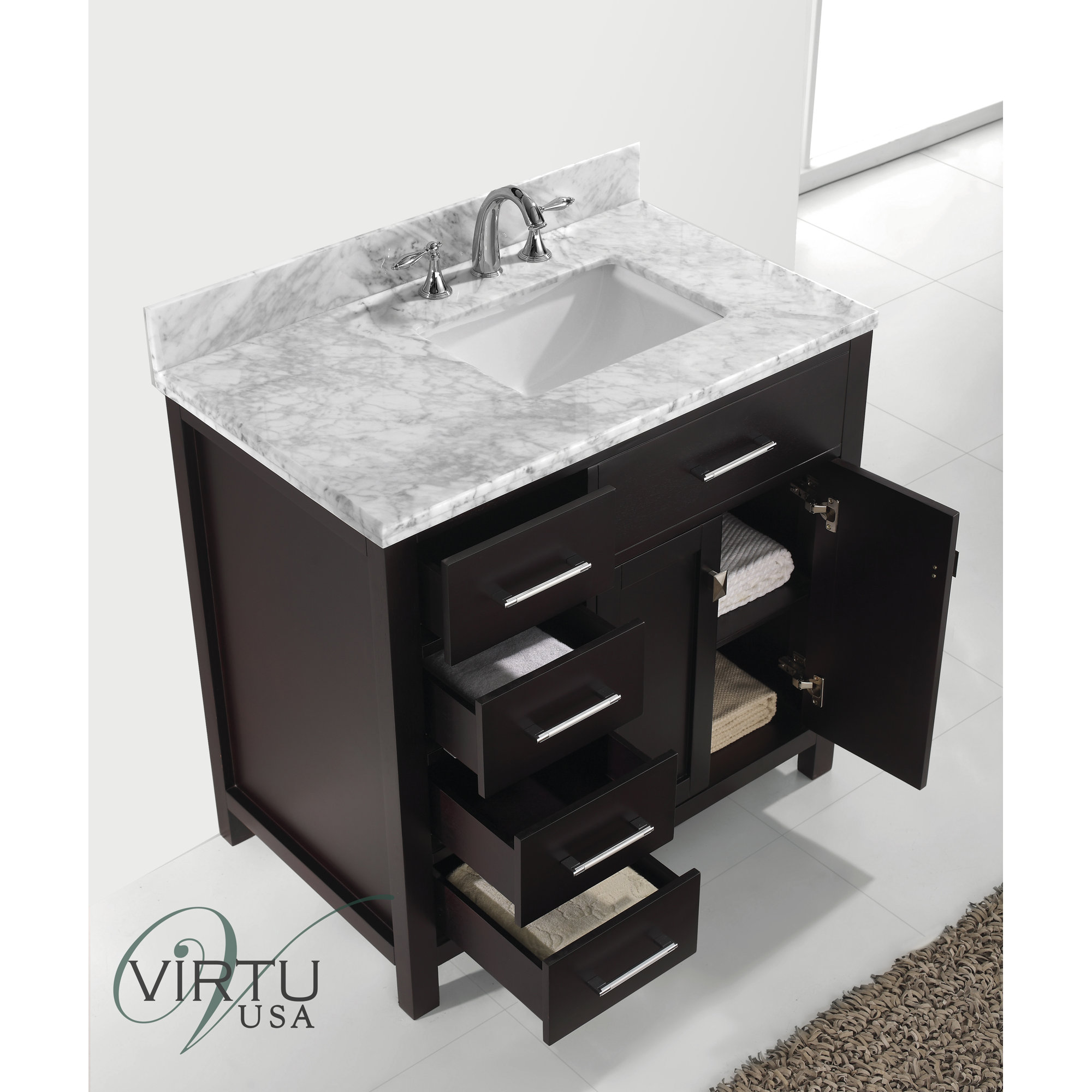 Stoughton 37" Single Bathroom Vanity Set with Carrara White Top and