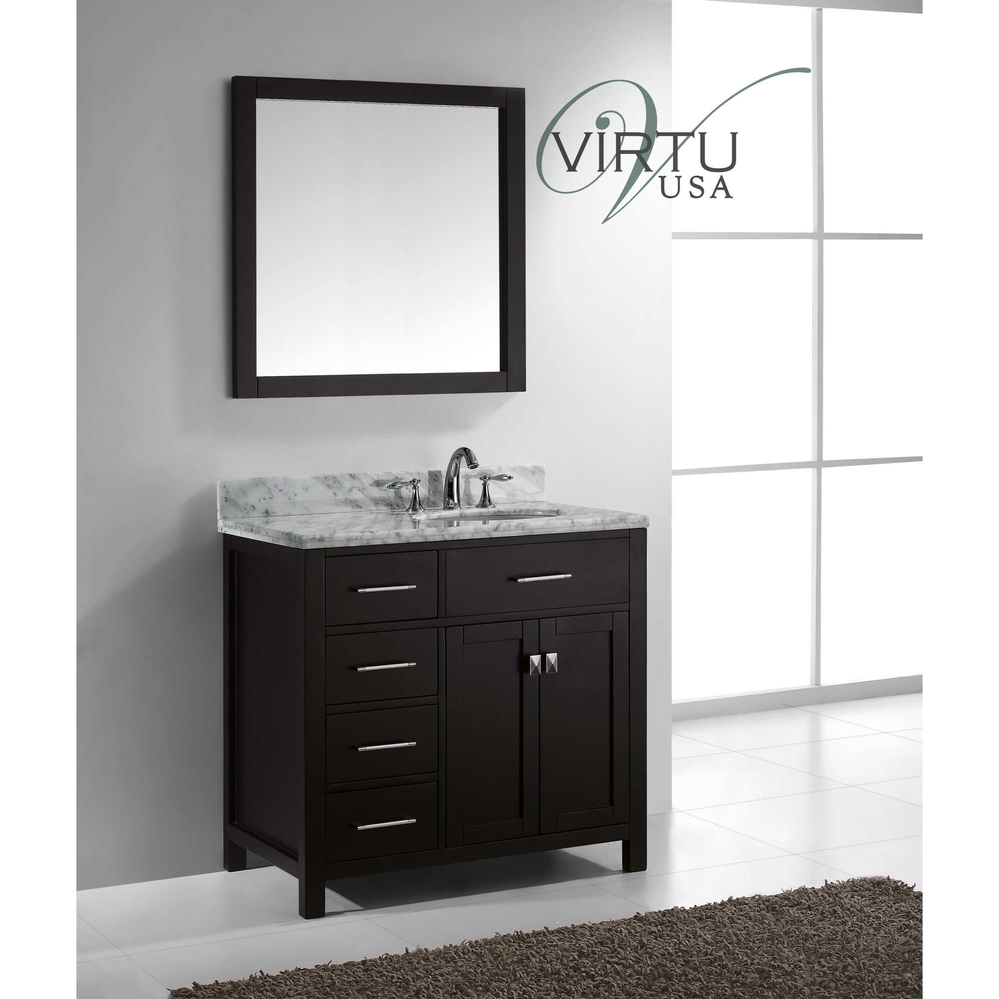 Stoughton 37" Single Bathroom Vanity Set with Carrara White Top and