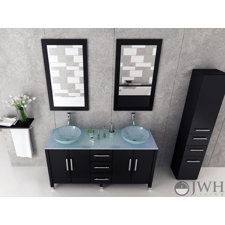 48 Marilla Vessel Sink Vanity Bathroom Silkroad Hyp 0908 77 Modern Double Bathroom Vessel Sink