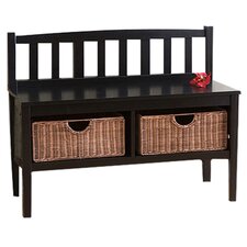 Storage Benches You'll Love - Offerman Wood Storage Entryway Bench with Rattan Baskets