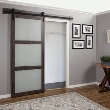 Interior Doors You'll Love | Wayfair - Continental Frosted Glass 1 Panel Ironage Laminate Interior Barn Door
