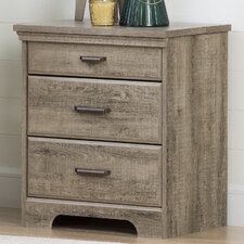 Oak Nightstands You'll Love | Wayfair - Versa 3 Drawer Nightstand with Charging Station