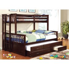 Queen Size Trundle Bed | Wayfair - Sandra Twin Over Queen Bunk Bed with Trundle