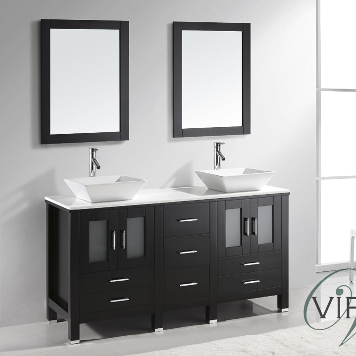 Virtu USA Bradford 60" Double Bathroom Vanity Set with ...