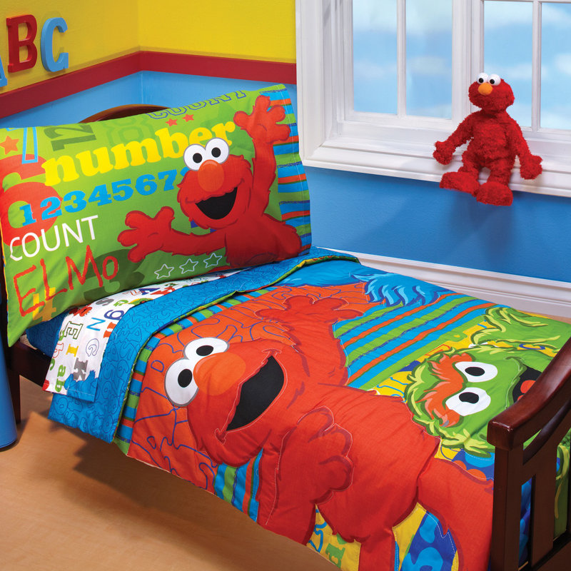 sesame street abc 123 4 piece toddler bedding set & reviews | wayfair sesame street abc 123 4 piece toddler bedding set & reviews | wayfair