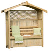 wooden bench with arbour and storage