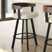 Drees Swivel Counter & Bar Stool  (29.5" Seat Height), Color: Black/Cream Boucle Polyester