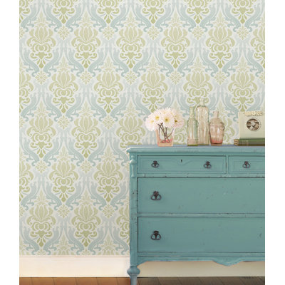 wallpops! nouveau 18' x 20.5" damask peel and stick wallpaper roll wallpops! nouveau 18' x 20.5" damask peel and stick wallpaper roll