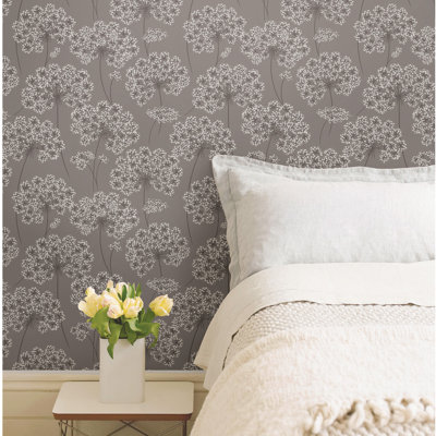 wallpops! nu 18' x 20.5" angelica gray peel and stick wallpaper wallpops! nu 18' x 20.5" angelica gray peel and stick wallpaper