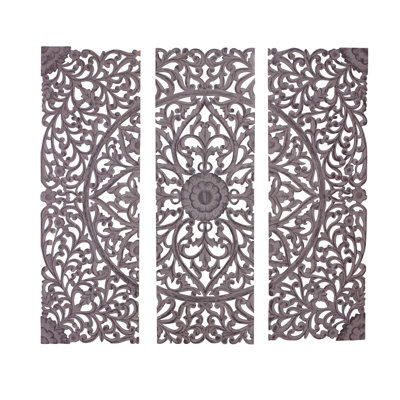 Wall Decor Set woodland imports 3 piece the must have wood carved panel wall Wall Decor Set woodland imports 3 piece the must have wood carved panel wall