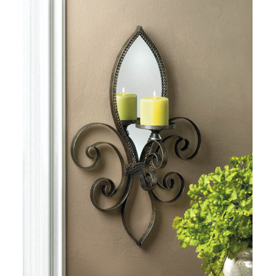 Mirrored Wall Sconce zingz & thingz fleur-de-lis mirrored wall sconce & reviews | wayfair Mirrored Wall Sconce zingz & thingz fleur-de-lis mirrored wall sconce & reviews | wayfair