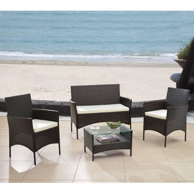 Elegant 4 Piece Patio Deep Seating Group with Cushions by Madison Home USA