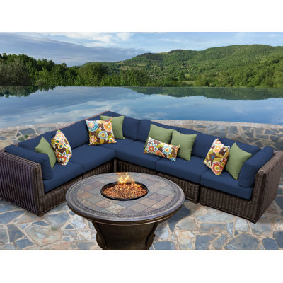 Latest Design Venice Outdoor Wicker Patio 7 Piece Deep Seating Group with Cushion by TK Classics