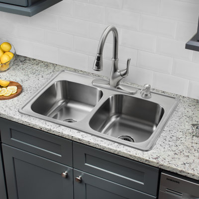 Drop In Stainless Steel Kitchen Sinks soleil 33" x 22" double bowl drop-in stainless steel kitchen sink Drop In Stainless Steel Kitchen Sinks soleil 33" x 22" double bowl drop-in stainless steel kitchen sink