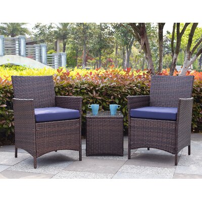 Minden 3 Piece Lounge Seating Group with Cushion