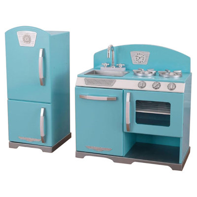 kidkraft 2 piece retro kitchen and refrigerator set & reviews kidkraft 2 piece retro kitchen and refrigerator set & reviews