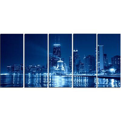 Chicago Skyline Wall Art designart blue chicago skyline night 5 piece wall art on wrapped Chicago Skyline Wall Art designart blue chicago skyline night 5 piece wall art on wrapped