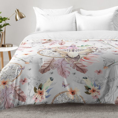 east urban home bohemian dreamcatcher and skull floral comforter east urban home bohemian dreamcatcher and skull floral comforter