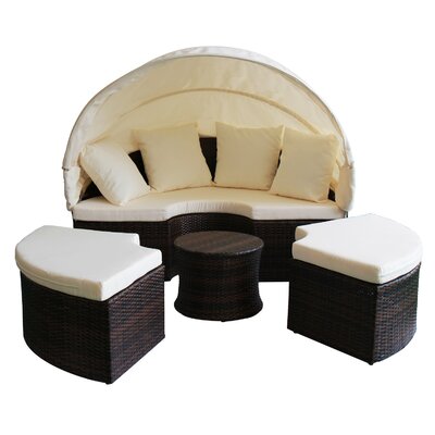 Magari 4 Piece Daybed Seating Group with Ottoman and Cushions