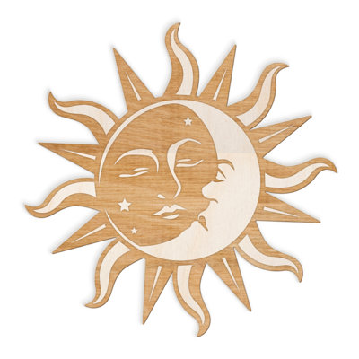 Sun And Moon Wall Decor woodums sun moon face engraved cut wood sign wall décor & reviews Sun And Moon Wall Decor woodums sun moon face engraved cut wood sign wall décor & reviews