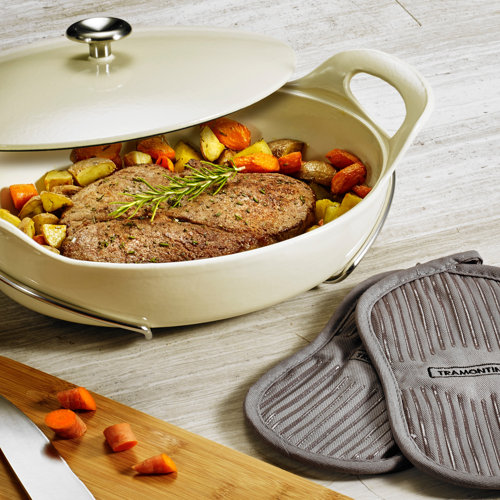 Tramontina Limited Editions Enameled Cast Iron 3.5 Qt. Cast Iron Oval Braiser with Lid & Reviews