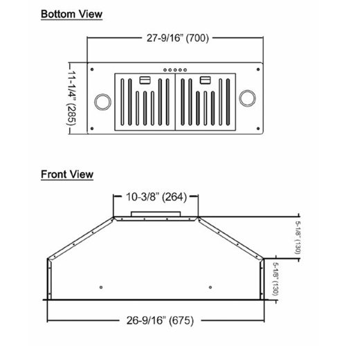 Kobe Range Hoods Brillia 27.56" 750 CFM Under Range Hood