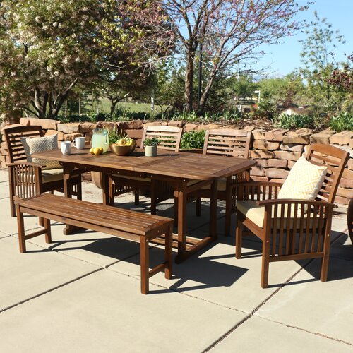 Widmer 6-Piece Acacia Patio Dining Set with Cushions