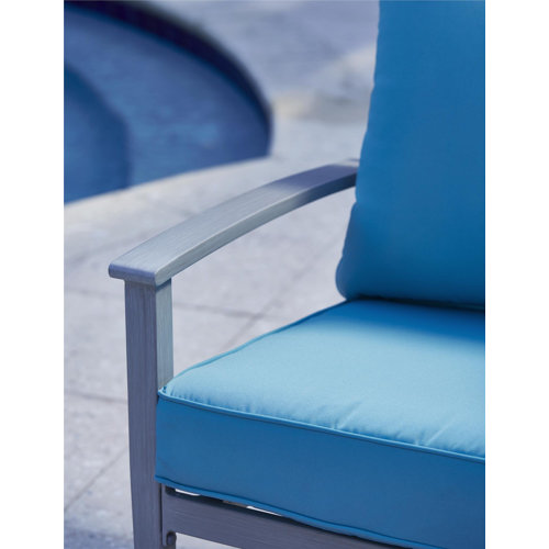 Wade Logan Olive Brushed Aluminum Patio Furniture 4 Piece Deep Seating