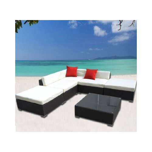 Sollars Outdoor Rattan Wicker 6 Piece Seating Group with Cushions