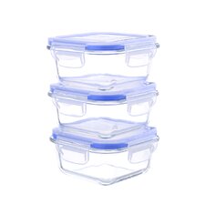  Go Green Glasslock Elements 3-Piece Food Storage Container Set (Set of 3)  Kinetic 