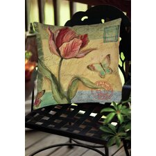  Sketchbook Floral Tulip Indoor/Outdoor Throw Pillow  Manual Woodworkers & Weavers 