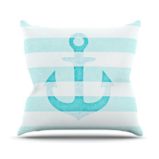 Spacial Price Stone Vintage Aqua Anchor Outdoor Throw Pillow