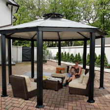  Monte Carlo Four Season 14 Ft. W x 14 Ft. D Metal Permanent Gazebo  STC 