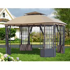  Chambord 10 Ft. W x 12 Ft. D Metal Permanent Gazebo  Sunjoy 