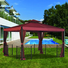  Biscane 12 Ft. W x 10 Ft. D Metal Permanent Gazebo  Sunjoy 