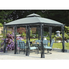  Columbus 10 Ft. W x 12 Ft. D Metal Permanent Gazebo  Sunjoy 